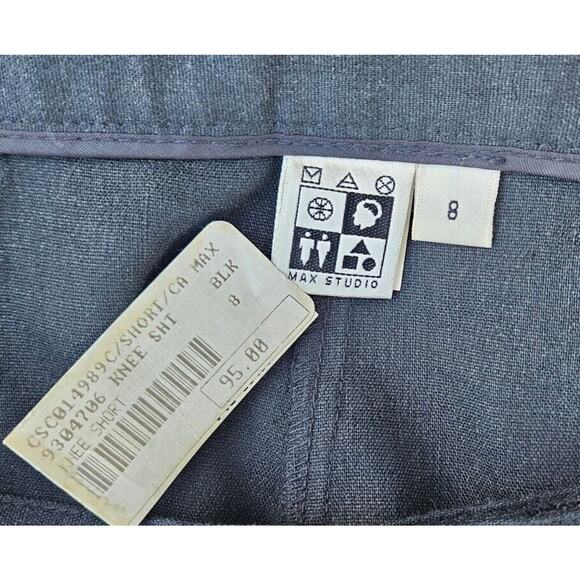 Vintage Max Studio Shorts Womens Size 8 Black Linen Spandex Knee Length Bermudas - Picture 5 of 12